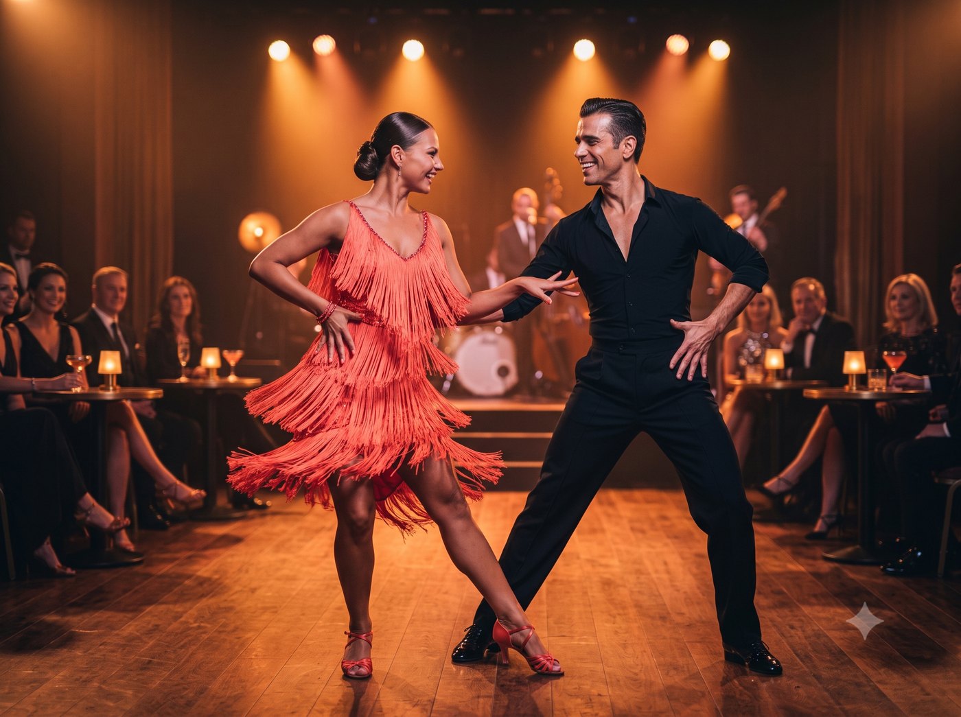 Couple dancing a rhythm number